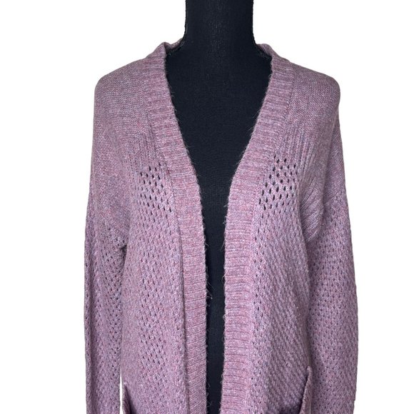 American Eagle Outfitters Purple‎ Cable Knit Front Pocket Cardigan Sz Small - Picture 2 of 6